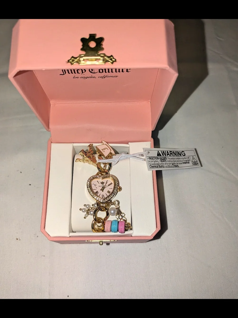Juicy Couture Pink Heart Charm Watch Bracelet - Juicy Couture